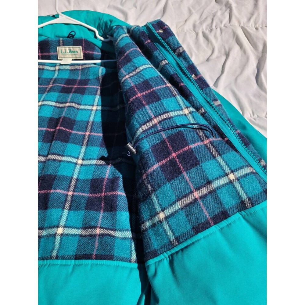 Vintage LL Bean Full Length Flannel Lined Insulated Womens Teal Jacket USA Large - Picture 9 of 14